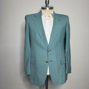 Kuppenheimer Sportsman Collection Teal Blue Wool Blend‎ Blazer Jacket Mens 42L